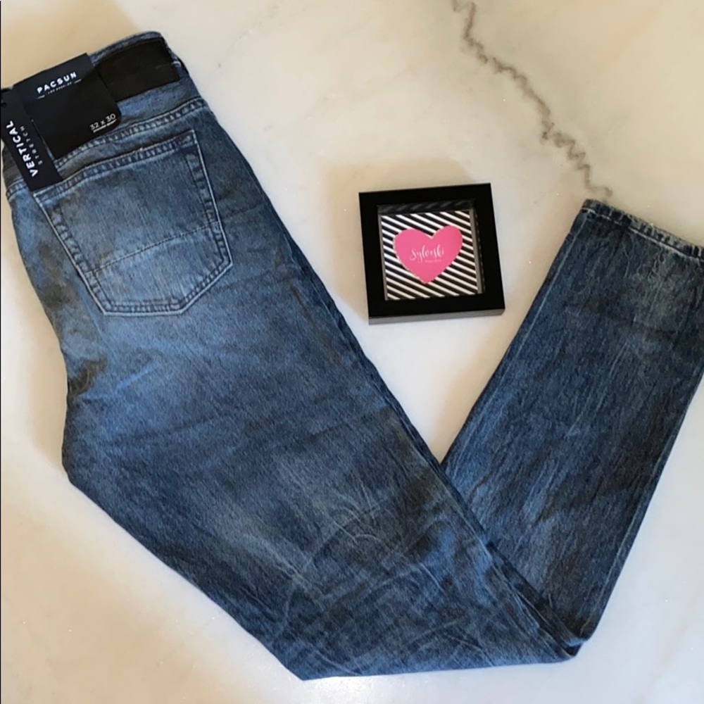 🔥PacSun Medium Indigo Stacked Skinny Jeans - Picture 8 of 10